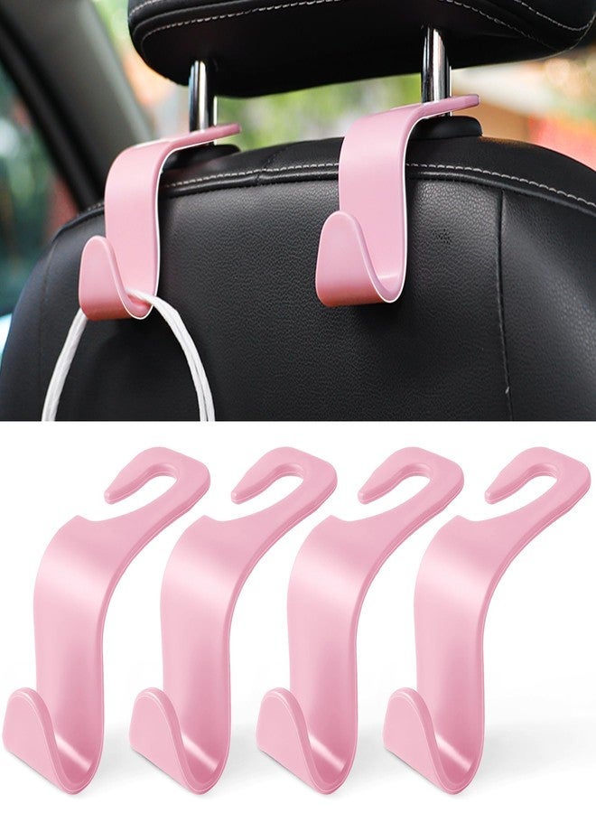 LivTee Car Seat Headrest Hook, Auto Seat Hook Hangers Storage Organizer Interior Accessories for Purse Coats Umbrellas Grocery Bags Handbag, 4-Pack - Pink - Image 1